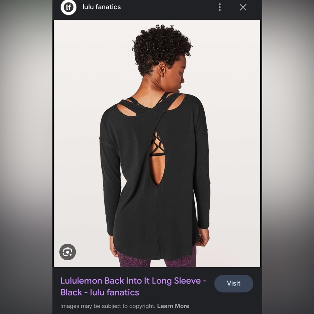 lululemon back into it long sleeve size M